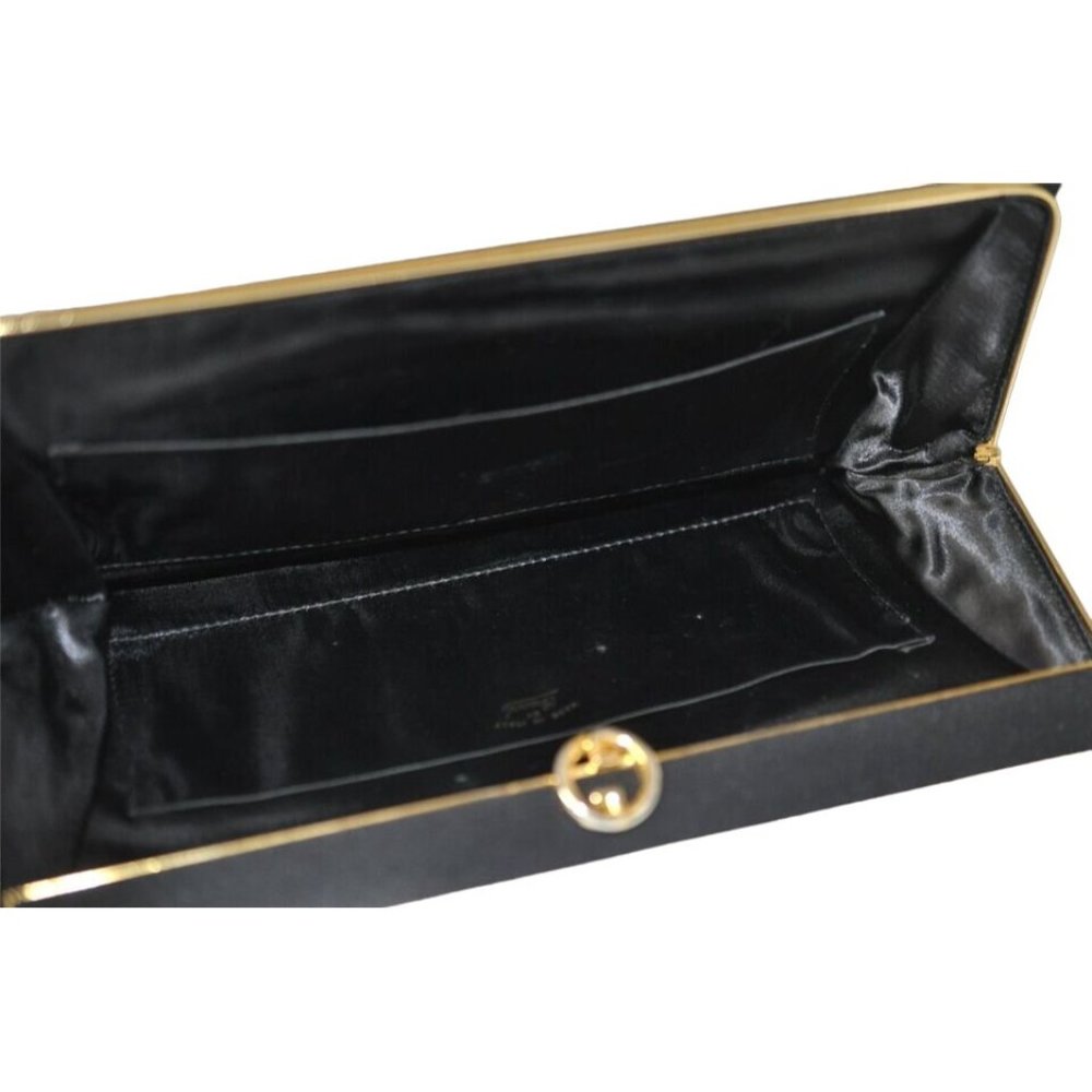 1960's Gucci mod black silk interlocking GG clutch purse - Picture 2 of 12